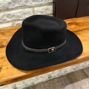Vintage Akubra Snowy River Black Fur Felt Australian Western Hat Size NEW
